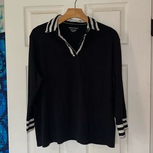 Comfortable Blouse XL Stretchy, soft material! Solid black with white trim